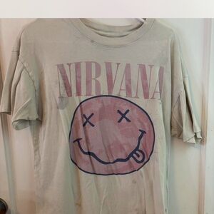 Nirvana Graphic Tee in Cream and Pink